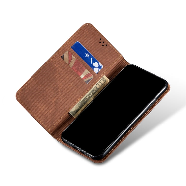 For Xiaomi Mi 11 Lite Denim Texture Casual Style Horizontal Flip Leather Case with Holder & Card Slots & Wallet(Brown) - Xiaomi Cases by buy2fix | Online Shopping UK | buy2fix