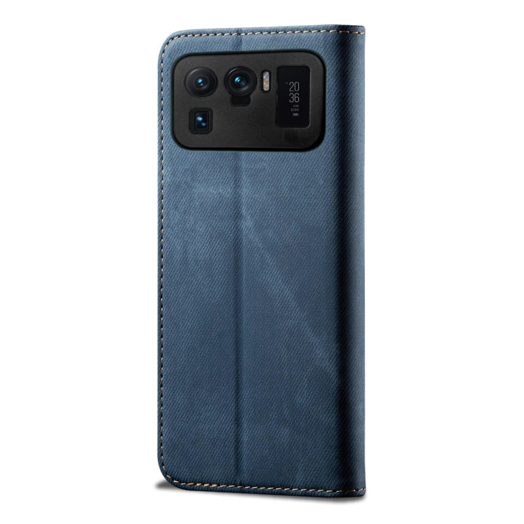 For Xiaomi Mi 11 Ultra Denim Texture Casual Style Horizontal Flip Leather Case with Holder & Card Slots & Wallet(Blue) - Xiaomi Cases by buy2fix | Online Shopping UK | buy2fix