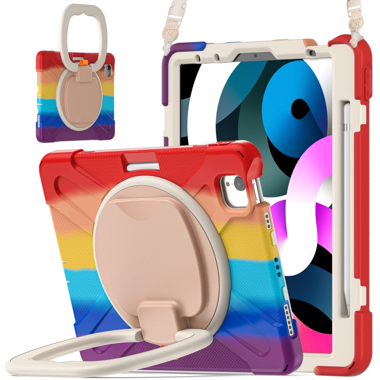 Silicone + PC Protective Case with Holder & Shoulder Strap For iPad Air 2022 / 2020 10.9(Colorful Red) - iPad Air (2022) / (2020) 10.9 Cases by buy2fix | Online Shopping UK | buy2fix