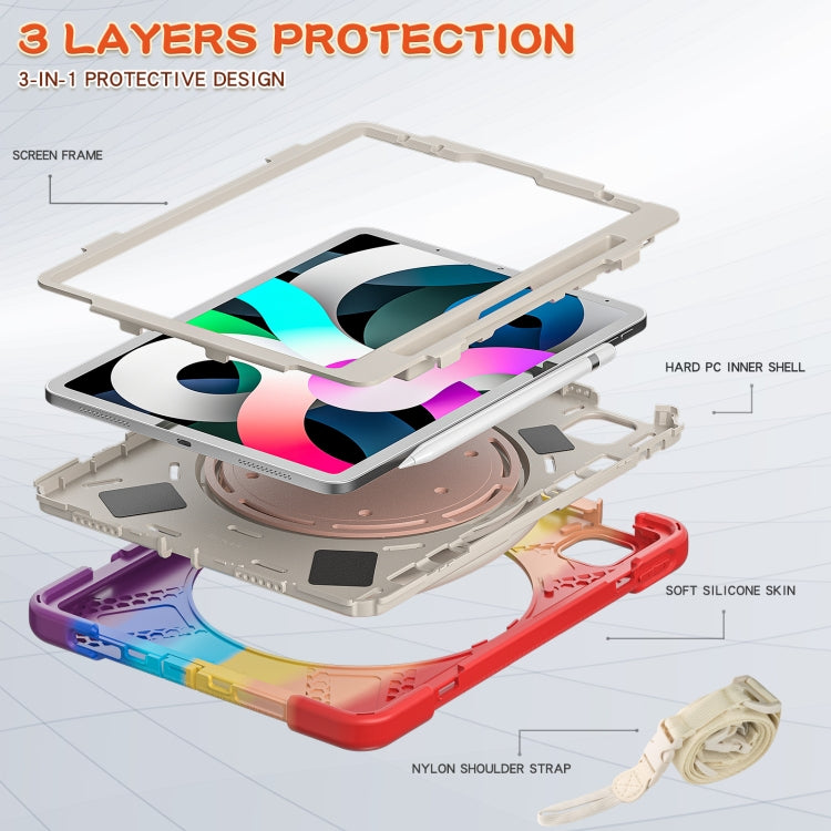 Silicone + PC Protective Case with Holder & Shoulder Strap For iPad Air 2022 / 2020 10.9(Colorful Red) - iPad Air (2022) / (2020) 10.9 Cases by buy2fix | Online Shopping UK | buy2fix