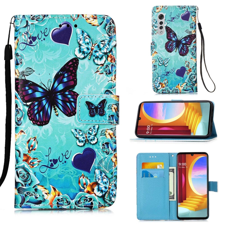 For LG Velvet 2 Pro Colored Drawing Pattern Plain Weave Horizontal Flip Leather Case with Holder & Card Slot & Wallet & Lanyard(Caring Butterfly) - LG Cases by buy2fix | Online Shopping UK | buy2fix