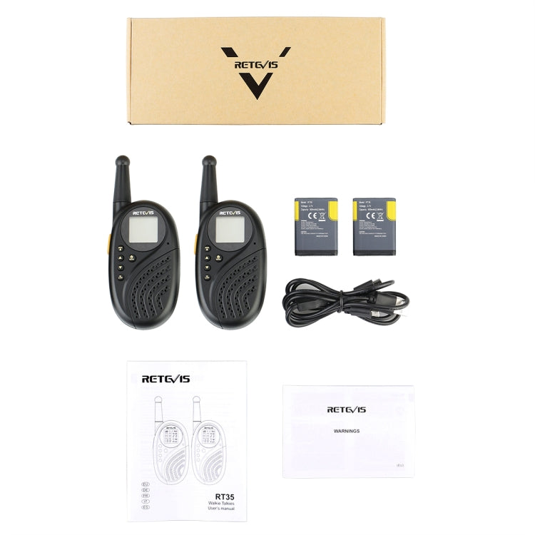1 Pair RETEVIS RT-35 0.5W US Frequency 462.550-467.7125MHz 22CHS Children Handheld Walkie Talkie(Black) by RETEVIS