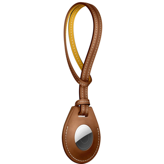 Shockproof Anti-scratch Leather Protective Case Cover with Hang Loop For AirTag, Style:Bag Decoration Accessories(Brown) by buy2fix