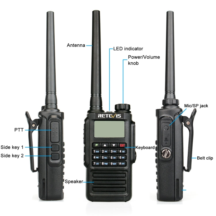 RETEVIS RT87 136-174MHz + 400-480MHz 128CHS Waterproof Dual Band DTMF Two Way Radio Handheld Walkie Talkie, EU Plug by RETEVIS