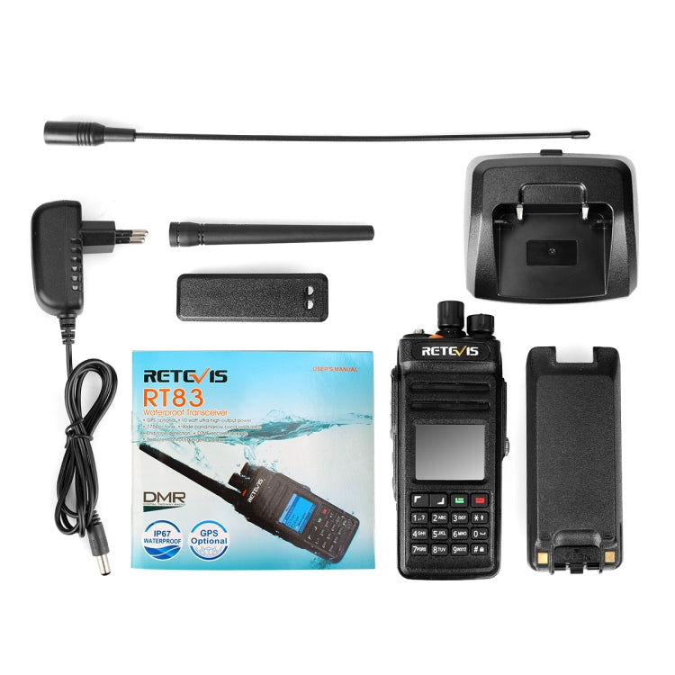 RETEVIS RT83 10W 400-470MHz 1024CHS Waterproof DMR Digital Dual Time Two Way Radio Walkie Talkie(Black) by RETEVIS