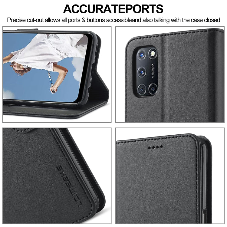 For OPPO F19 / A74 4G LC.IMEEKE Calf Texture Horizontal Flip Leather Case with Holder & Card Slots & Wallet(Black) by LC.IMEEKE