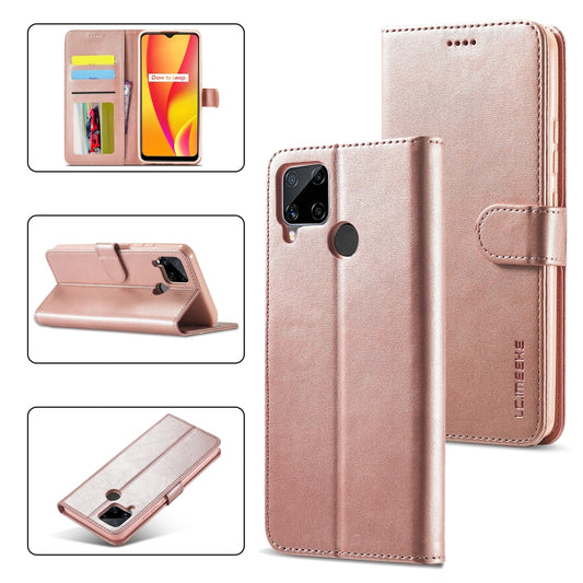 For OPPO Realme C15 / C12 / C25 LC.IMEEKE Calf Texture Horizontal Flip Leather Case, with Holder & Card Slots & Wallet(Rose Gold) by LC.IMEEKE