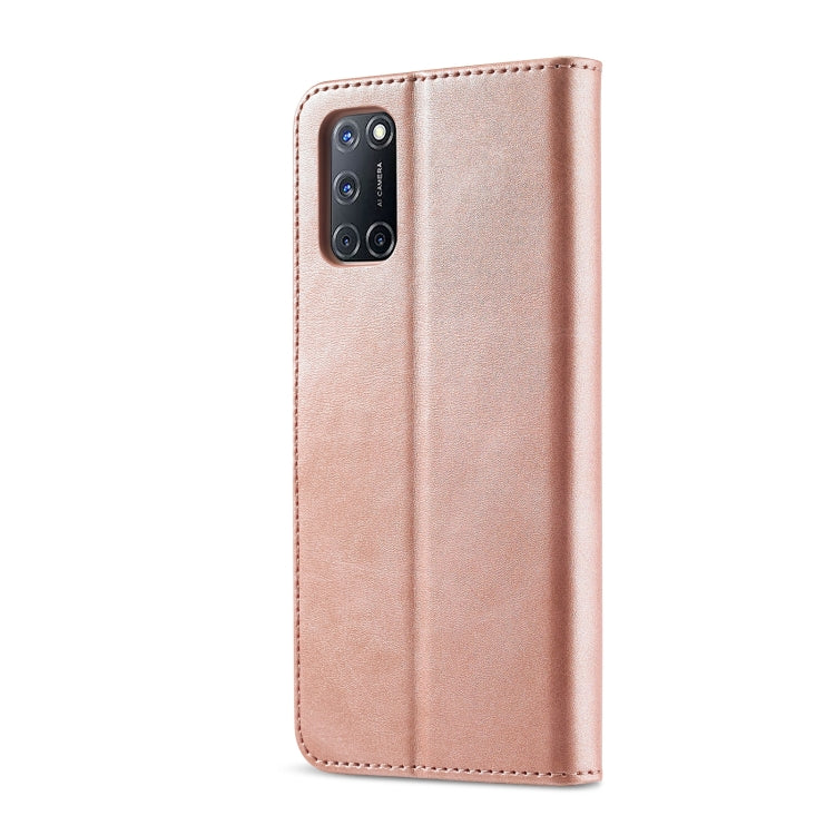 For OPPO F19 Pro / A94 5G LC.IMEEKE Calf Texture Horizontal Flip Leather Case with Holder & Card Slots & Wallet (Rose Gold) - OPPO Cases by LC.IMEEKE | Online Shopping UK | buy2fix