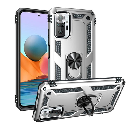 For Xiaomi Redmi Note 10 Pro / Note 10 Pro Max Shockproof TPU + PC Protective Case with 360 Degree Rotating Holder(Silver) by buy2fix
