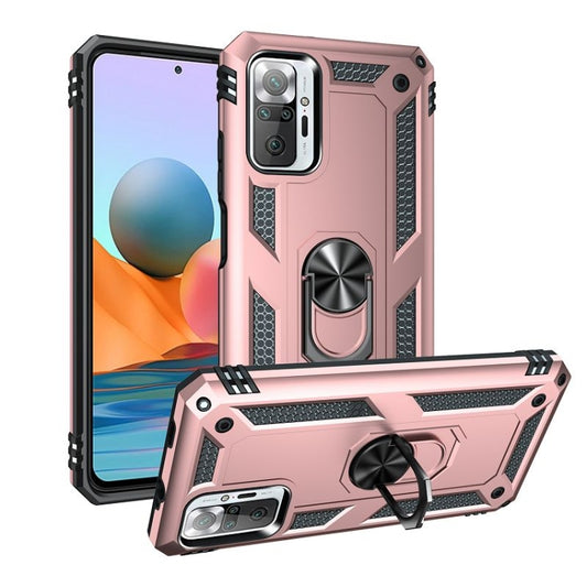 For Xiaomi Redmi Note 10 Pro / Note 10 Pro Max Shockproof TPU + PC Protective Case with 360 Degree Rotating Holder(Rose Gold) by buy2fix