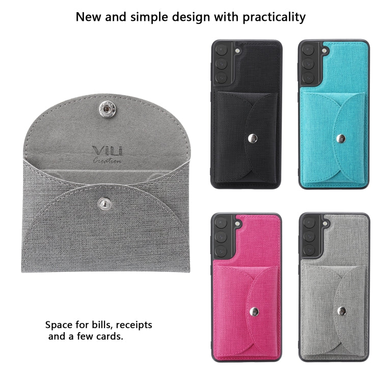 For Samsung Galaxy S21 5G ViLi T Series TPU + PU Woven Fabric Magnetic Protective Case with Wallet(Grey) - Galaxy S21 5G Cases by ViLi | Online Shopping UK | buy2fix