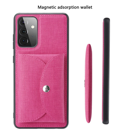 For Samsung Galaxy A52 5G ViLi T Series TPU + PU Woven Fabric Magnetic Protective Case with Wallet(Rose Red) by ViLi