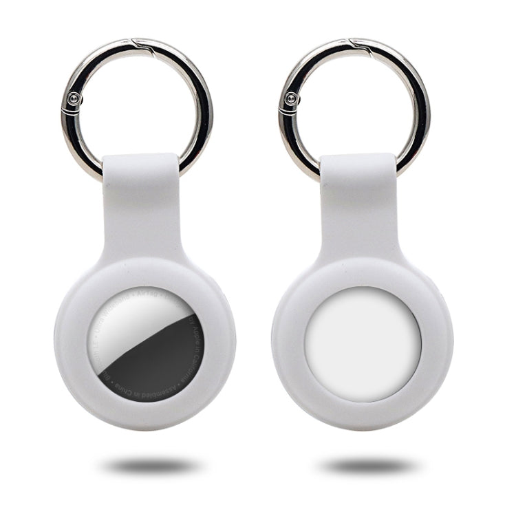Silicone Case with Keychain Ring for AirTag(White) - Key Chain Series by buy2fix | Online Shopping UK | buy2fix