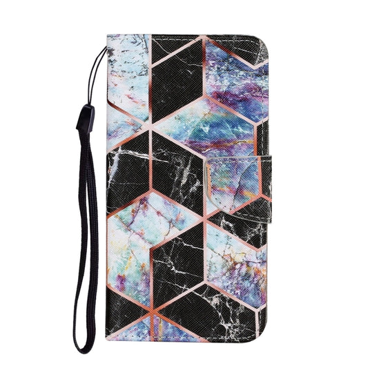 For Samsung Galaxy A22 4G Coloured Drawing Pattern Horizontal Flip PU Leather Case with Holder & Card Slots & Wallet & Lanyard(Black Marble) by buy2fix