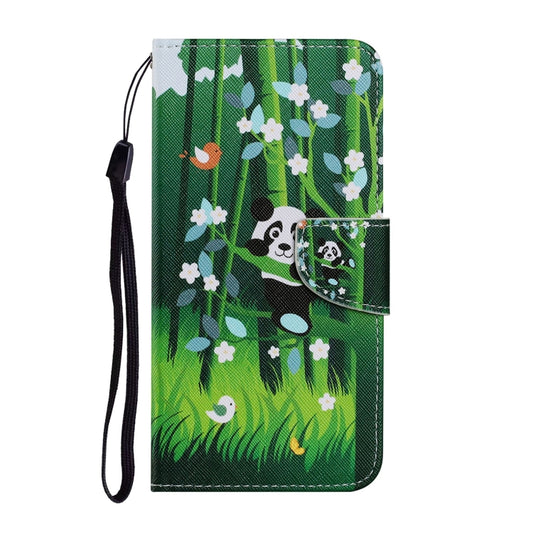 For Samsung Galaxy A22 4G Coloured Drawing Pattern Horizontal Flip PU Leather Case with Holder & Card Slots & Wallet & Lanyard(Panda) by buy2fix