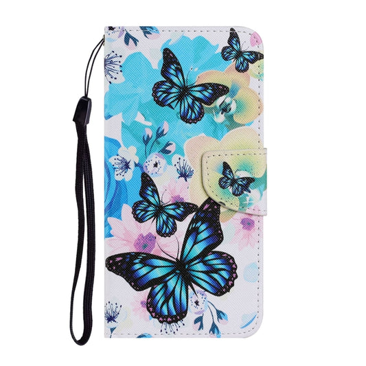 For Samsung Galaxy S21 FE Coloured Drawing Pattern Horizontal Flip PU Leather Case with Holder & Card Slots & Wallet & Lanyard(Purple Butterfly) by buy2fix