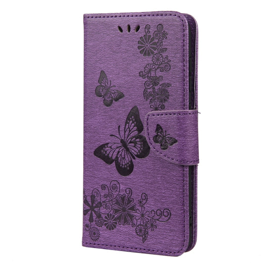For Samsung Galaxy S21 FE Butterflies Embossing Horizontal Flip Leather Case with Holder & Card Slots & Wallet(Purple) by buy2fix