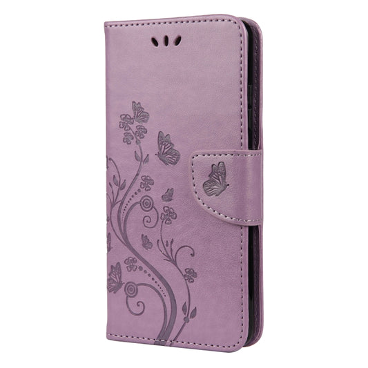 For Samsung Galaxy A32 4G Butterfly Flower Pattern Horizontal Flip Leather Case with Holder & Card Slots & Wallet(Light Purple) by buy2fix