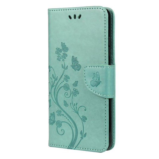 For Samsung Galaxy A32 4G Butterfly Flower Pattern Horizontal Flip Leather Case with Holder & Card Slots & Wallet(Green) by buy2fix