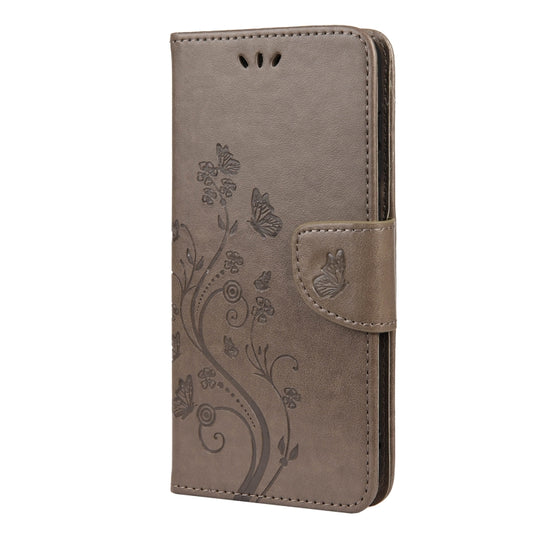 For Samsung Galaxy S21 FE Butterfly Flower Pattern Horizontal Flip Leather Case with Holder & Card Slots & Wallet(Grey) by buy2fix