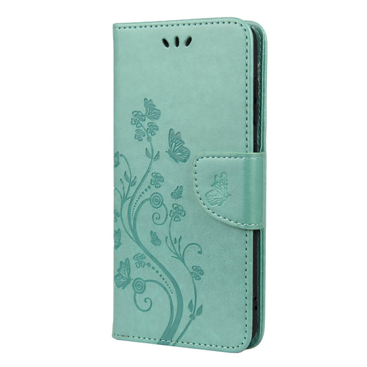 For Samsung Galaxy S21 FE Butterfly Flower Pattern Horizontal Flip Leather Case with Holder & Card Slots & Wallet(Green) by buy2fix
