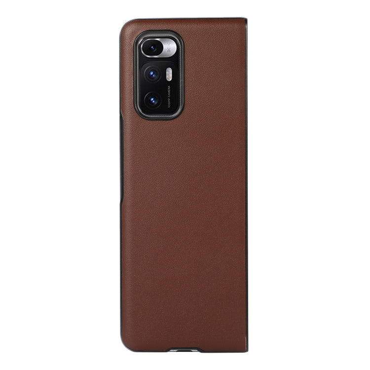 For Xiaomi Mi Mix Fold Genuine Leather Lambskin Texture Folding Protective Case(Brown) - Xiaomi Cases by buy2fix | Online Shopping UK | buy2fix