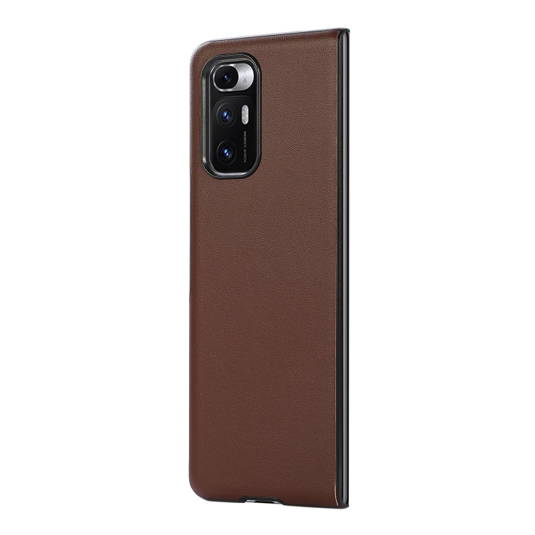 For Xiaomi Mi Mix Fold Genuine Leather Lambskin Texture Folding Protective Case(Brown) - Xiaomi Cases by buy2fix | Online Shopping UK | buy2fix