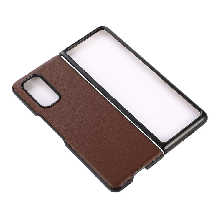 For Xiaomi Mi Mix Fold Genuine Leather Lambskin Texture Folding Protective Case(Brown) - Xiaomi Cases by buy2fix | Online Shopping UK | buy2fix