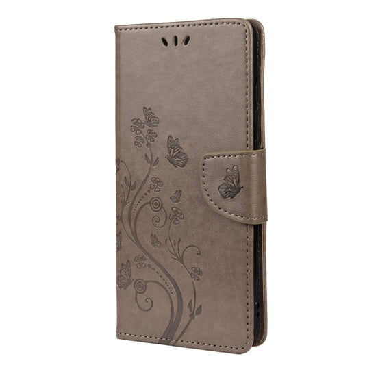 For Xiaomi Redmi Note 10 5G Butterfly Flower Pattern Horizontal Flip Leather Case with Holder & Card Slots & Wallet(Grey) by buy2fix