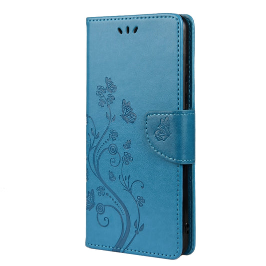 For Xiaomi Redmi Note 10 5G Butterfly Flower Pattern Horizontal Flip Leather Case with Holder & Card Slots & Wallet(Blue) by buy2fix