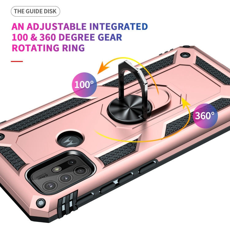 For Motorola Moto G10 / G30 Shockproof TPU + PC Protective Case with 360 Degree Rotating Holder(Rose Gold) by buy2fix