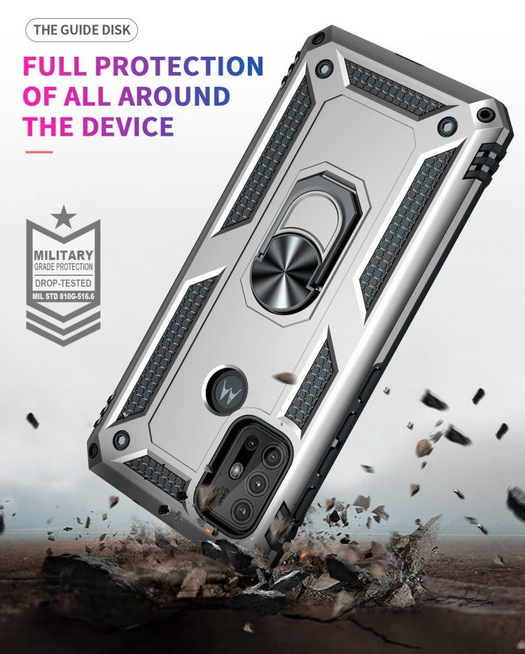 For Motorola Moto G10 / G30 Shockproof TPU + PC Protective Case with 360 Degree Rotating Holder(Silver) - Motorola Cases by buy2fix | Online Shopping UK | buy2fix