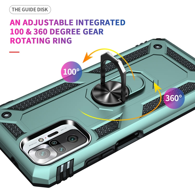 For Xiaomi Redmi Note 10 Pro Shockproof TPU + PC Protective Case with 360 Degree Rotating Holder(Green) by buy2fix