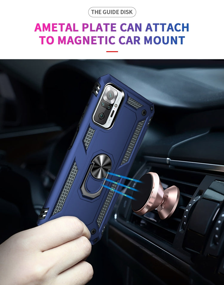 For Xiaomi Redmi Note 10 Pro Shockproof TPU + PC Protective Case with 360 Degree Rotating Holder(Blue) - Xiaomi Cases by buy2fix | Online Shopping UK | buy2fix