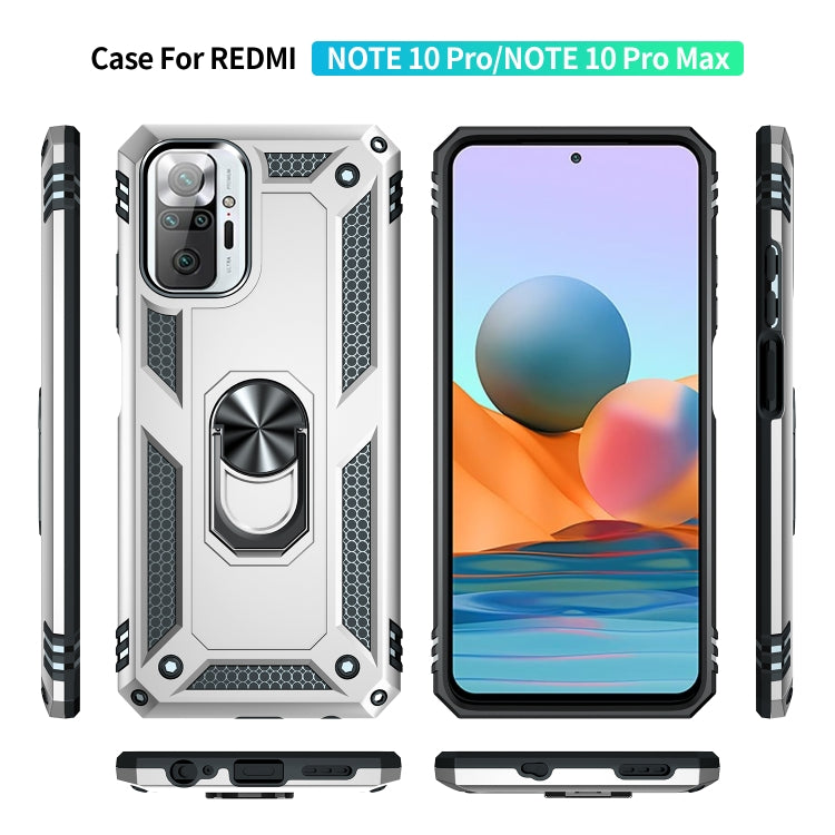 For Xiaomi Redmi Note 10 Pro Shockproof TPU + PC Protective Case with 360 Degree Rotating Holder(Silver) - Xiaomi Cases by buy2fix | Online Shopping UK | buy2fix