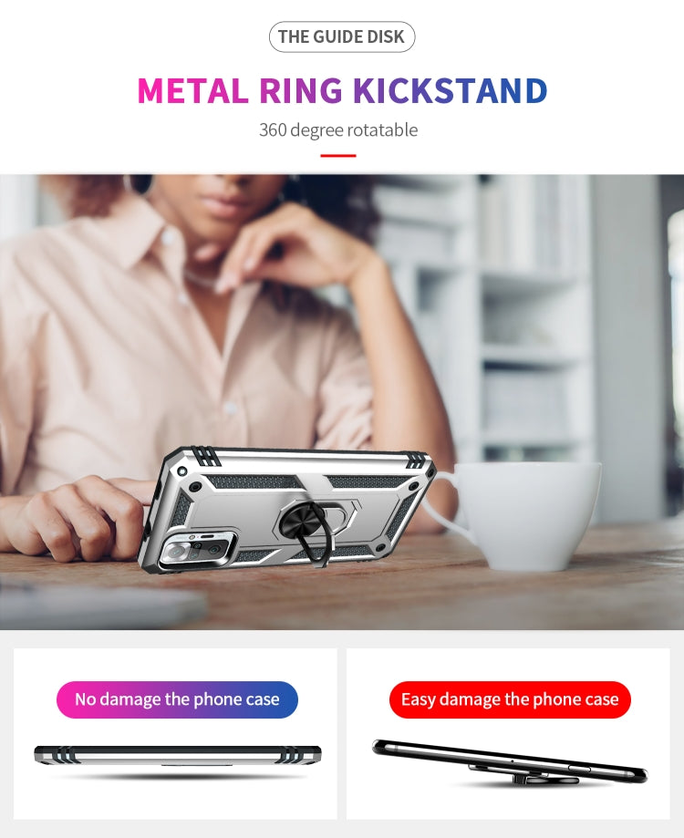 For Xiaomi Redmi Note 10 Pro Shockproof TPU + PC Protective Case with 360 Degree Rotating Holder(Silver) - Xiaomi Cases by buy2fix | Online Shopping UK | buy2fix