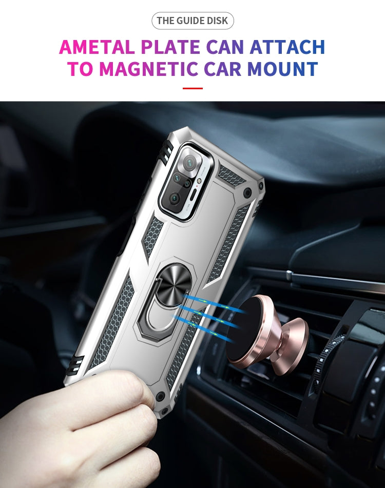 For Xiaomi Redmi Note 10 Pro Shockproof TPU + PC Protective Case with 360 Degree Rotating Holder(Silver) - Xiaomi Cases by buy2fix | Online Shopping UK | buy2fix