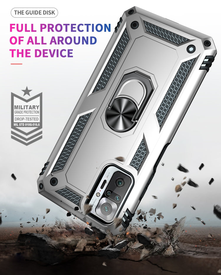 For Xiaomi Redmi Note 10 Pro Shockproof TPU + PC Protective Case with 360 Degree Rotating Holder(Silver) - Xiaomi Cases by buy2fix | Online Shopping UK | buy2fix
