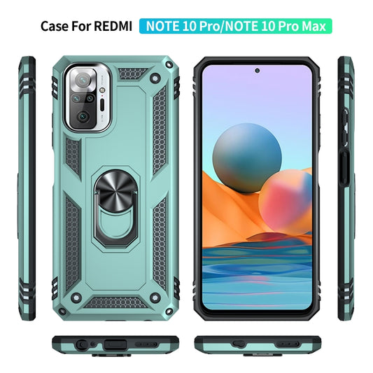 For Xiaomi Redmi Note 10 Pro Max Shockproof TPU + PC Protective Case with 360 Degree Rotating Holder(Green) by buy2fix