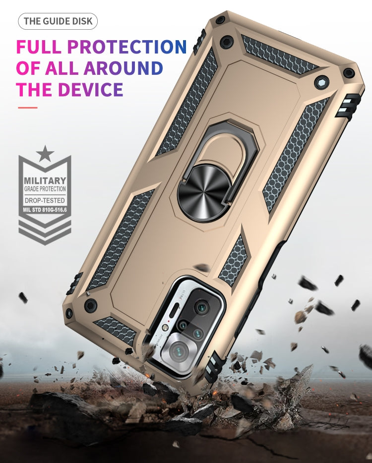 For Xiaomi Redmi Note 10 Pro Max Shockproof TPU + PC Protective Case with 360 Degree Rotating Holder(Gold) - Xiaomi Cases by buy2fix | Online Shopping UK | buy2fix