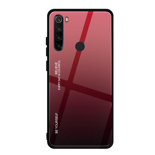 For Xiaomi Redmi Note 8 Gradient Color Glass Case(Red) by buy2fix