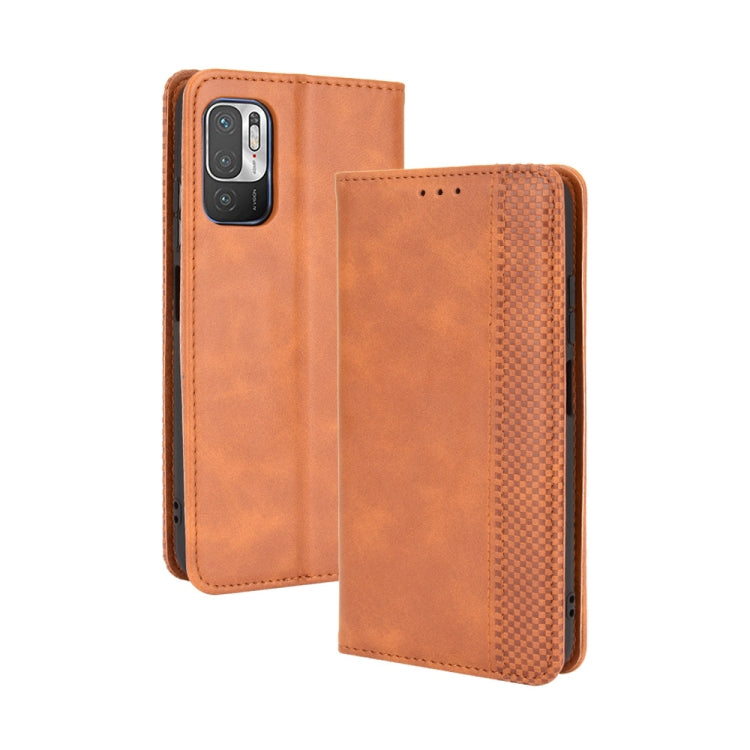 For Xiaomi Redmi Note 10 5G Magnetic Buckle Retro Crazy Horse Texture Horizontal Flip Leather Case with Holder & Card Slots & Photo Frame(Brown) - Xiaomi Cases by buy2fix | Online Shopping UK | buy2fix