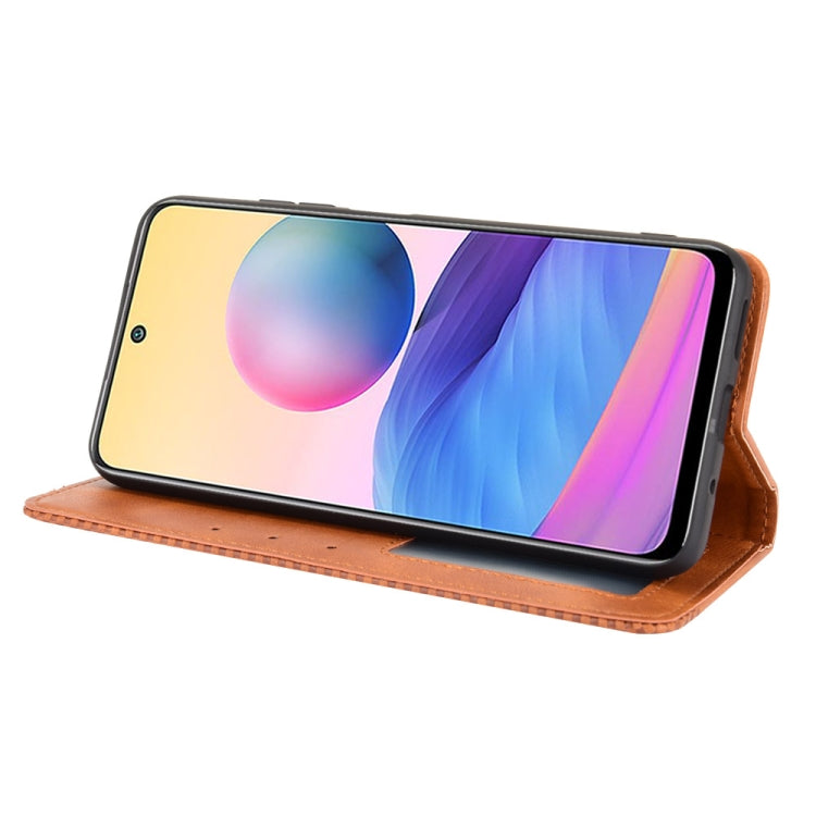 For Xiaomi Redmi Note 10 5G Magnetic Buckle Retro Crazy Horse Texture Horizontal Flip Leather Case with Holder & Card Slots & Photo Frame(Brown) - Xiaomi Cases by buy2fix | Online Shopping UK | buy2fix
