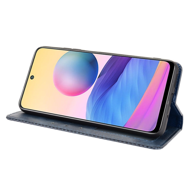 For Xiaomi Redmi Note 10 5G Magnetic Buckle Retro Crazy Horse Texture Horizontal Flip Leather Case with Holder & Card Slots & Photo Frame(Blue) - Xiaomi Cases by buy2fix | Online Shopping UK | buy2fix