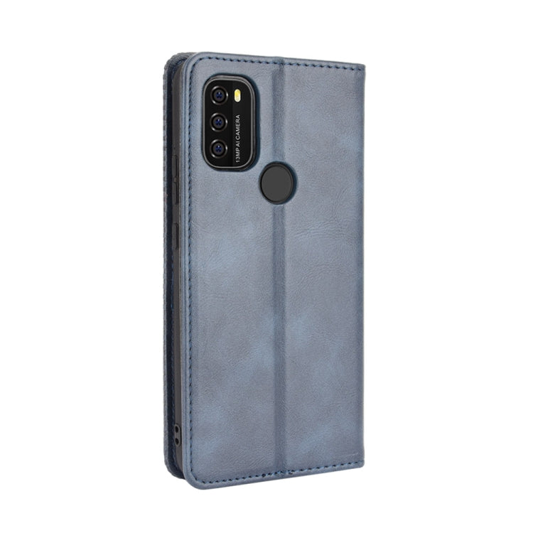 For Blackview A70 (2021) Magnetic Buckle Retro Crazy Horse Texture Horizontal Flip Leather Case with Holder & Card Slots & Photo Frame(Blue) - More Brand by buy2fix | Online Shopping UK | buy2fix
