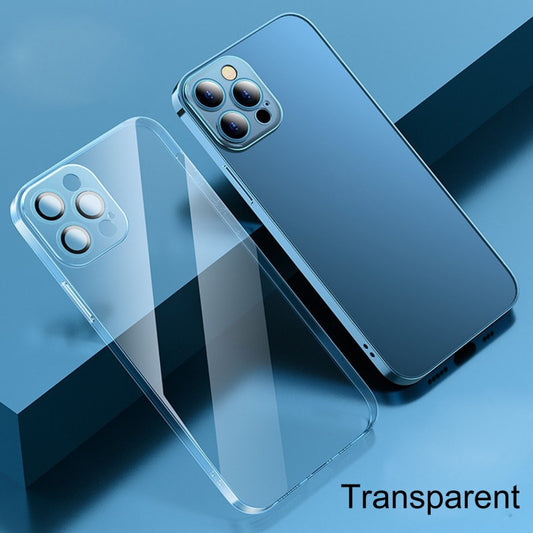 For iPhone 12 Anti-fingerprint Frosted Electroplating Protective Case with Camera Film(Transparent) by buy2fix