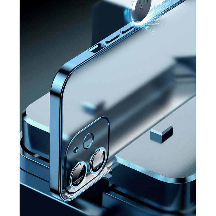 For iPhone 12 Pro Anti-fingerprint Frosted Electroplating Protective Case with Camera Film(Blue) - iPhone 12 / 12 Pro Cases by buy2fix | Online Shopping UK | buy2fix