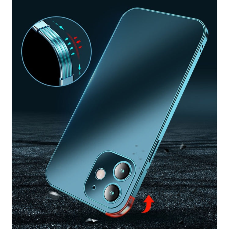 For iPhone 12 Pro Max Anti-fingerprint Frosted Electroplating Protective Case with Camera Film(Blue) - iPhone 12 Pro Max Cases by buy2fix | Online Shopping UK | buy2fix