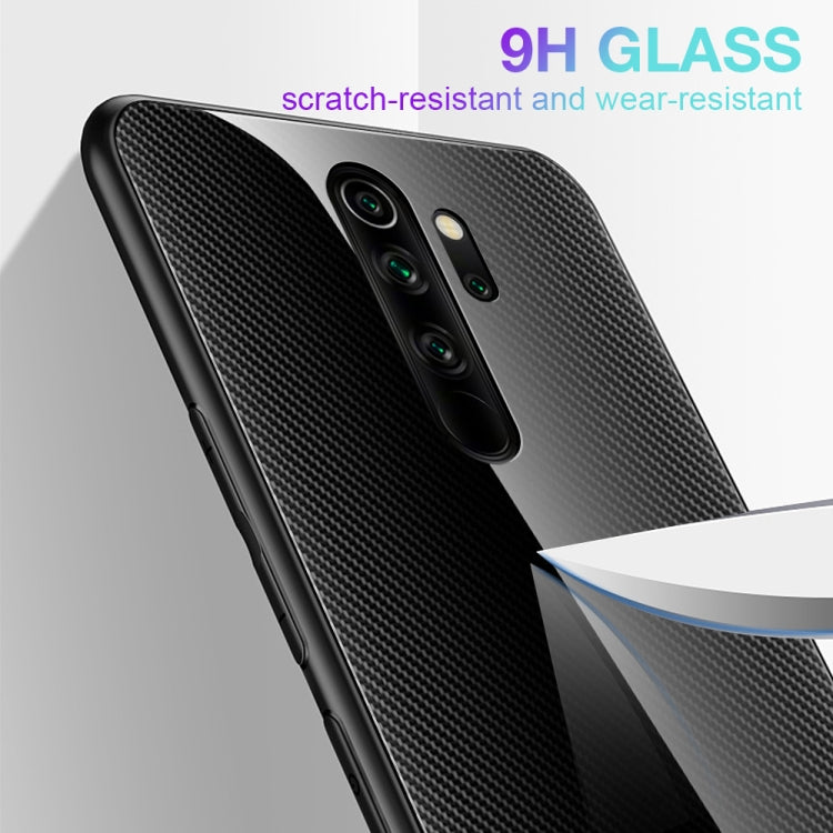 For Xiaomi Redmi Note 8 Pro Carbon Fiber Texture Gradient Color Glass Case(Red) - Xiaomi Cases by buy2fix | Online Shopping UK | buy2fix