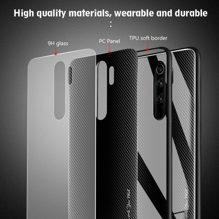 For Xiaomi Redmi Note 8 Pro Carbon Fiber Texture Gradient Color Glass Case(Red) - Xiaomi Cases by buy2fix | Online Shopping UK | buy2fix